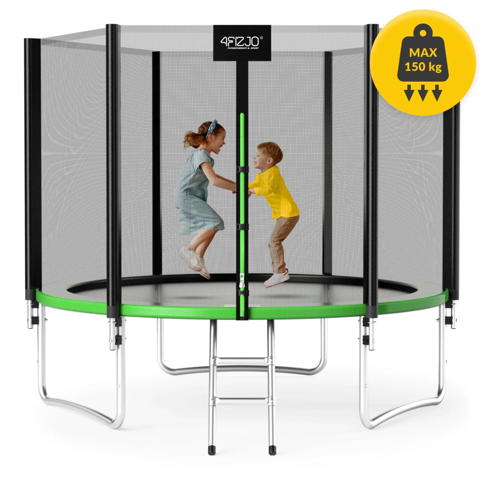 4FIZJO Trampolina ogrodowa dla dzieci CLASSIC 312 cm 10 FT Zielony / Czarny Outlet