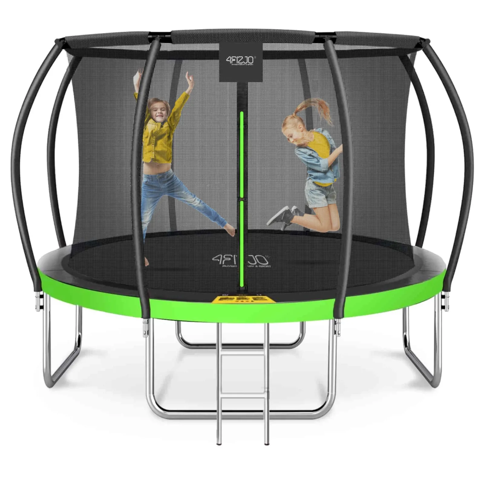 4FIZJO Trampolina ogrodowa dla dzieci PRO 374 cm 12FT Zielony / Czarny Hot