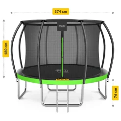 4FIZJO Trampolina ogrodowa dla dzieci PRO 374 cm 12FT Zielony / Czarny Hot