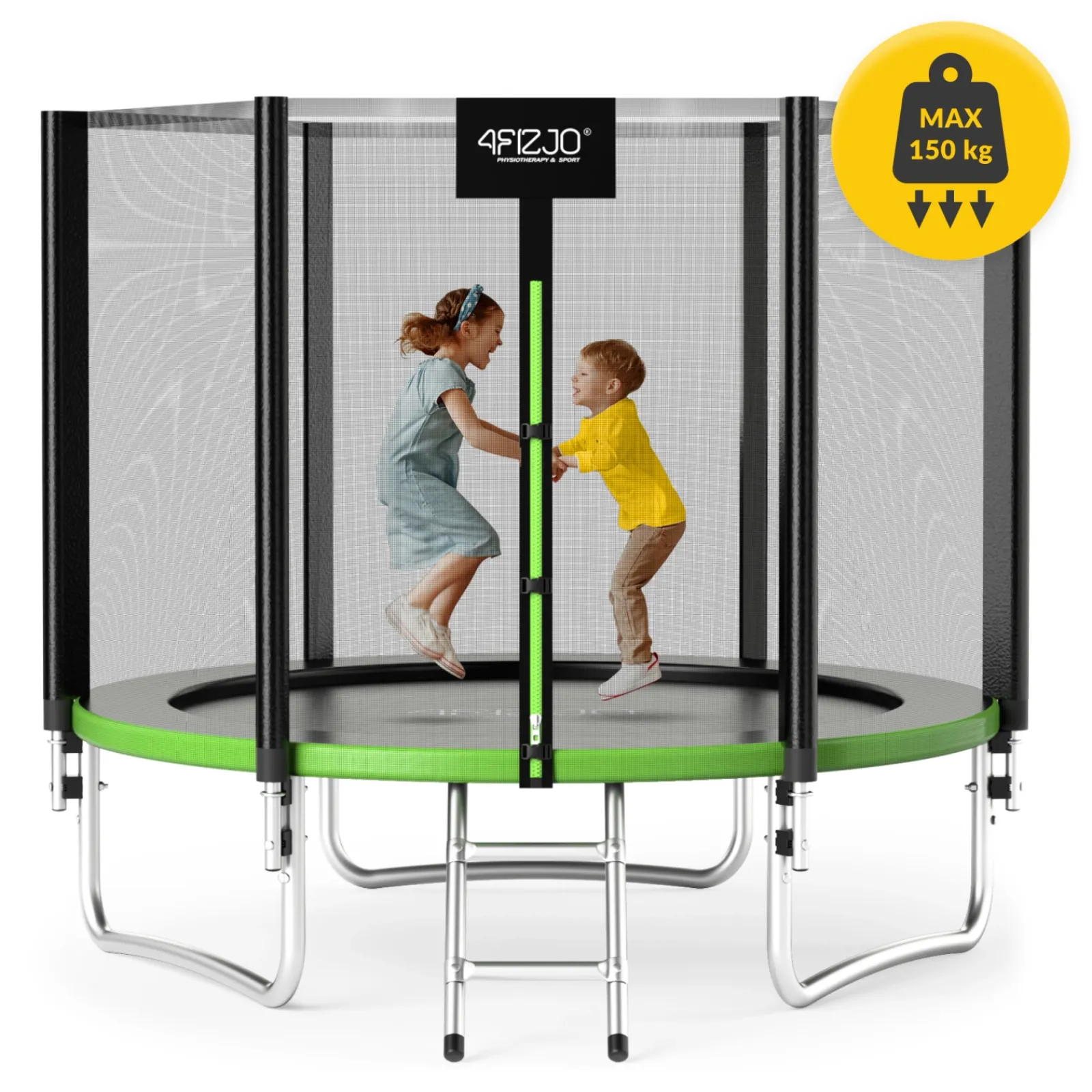 4FIZJO Trampolina ogrodowa dla dzieci CLASSIC 252cm 8FT Zielony / Czarny Best