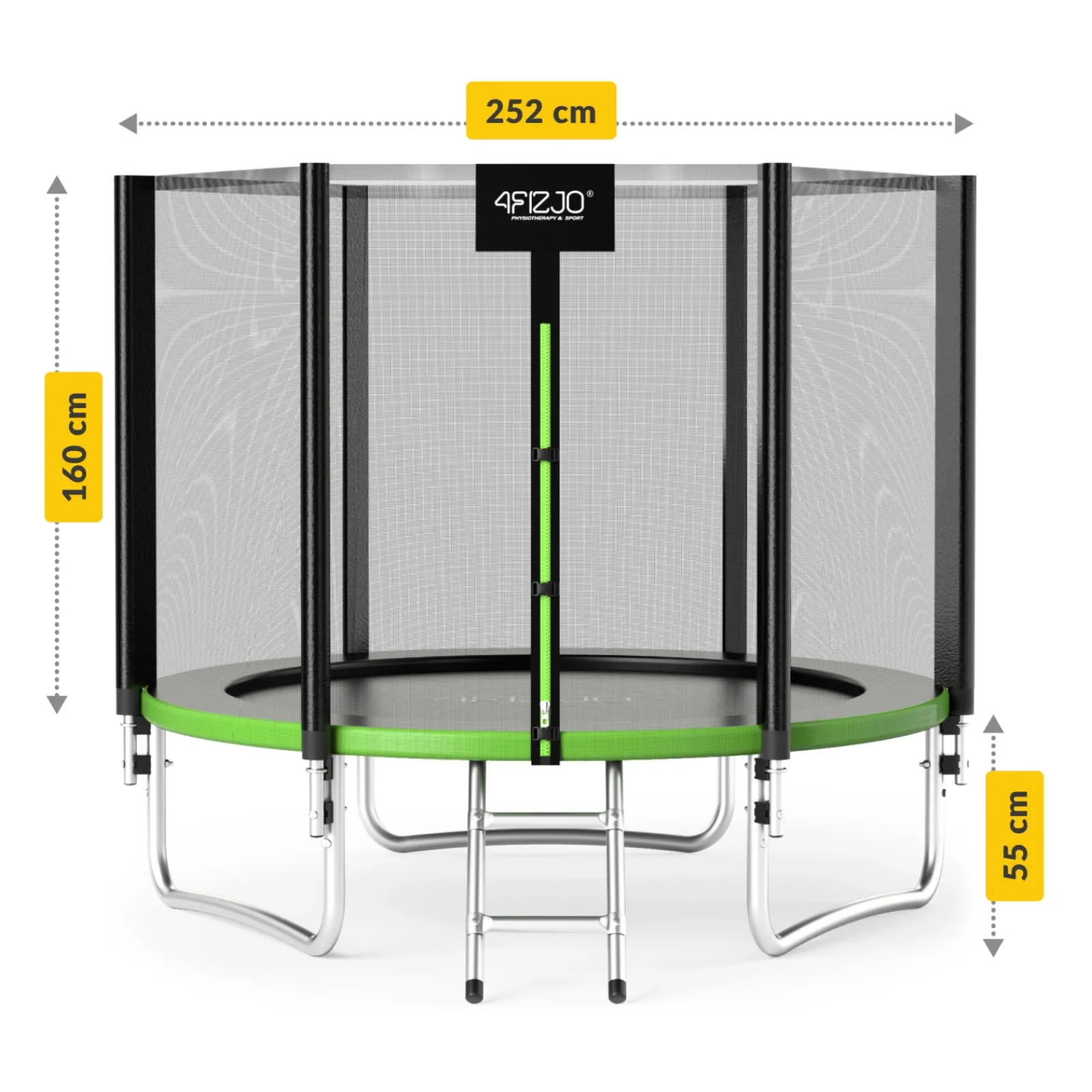 4FIZJO Trampolina ogrodowa dla dzieci CLASSIC 252cm 8FT Zielony / Czarny Best