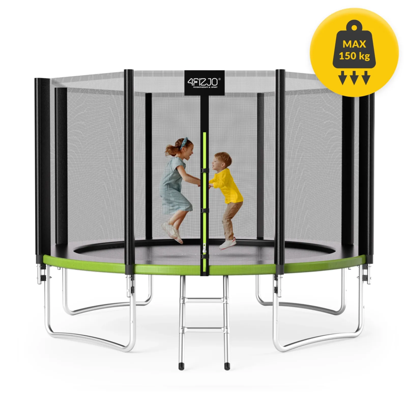 4FIZJO Trampolina ogrodowa dla dzieci CLASSIC 374 cm 12FT Zielony / Czarny