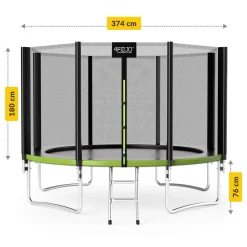 4FIZJO Trampolina ogrodowa dla dzieci CLASSIC 374 cm 12FT Zielony / Czarny