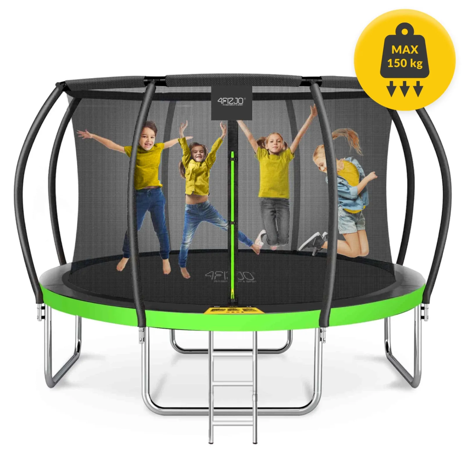 4FIZJO Trampolina ogrodowa dla dzieci PRO 435cm 14FT Zielony / Czarny Hot