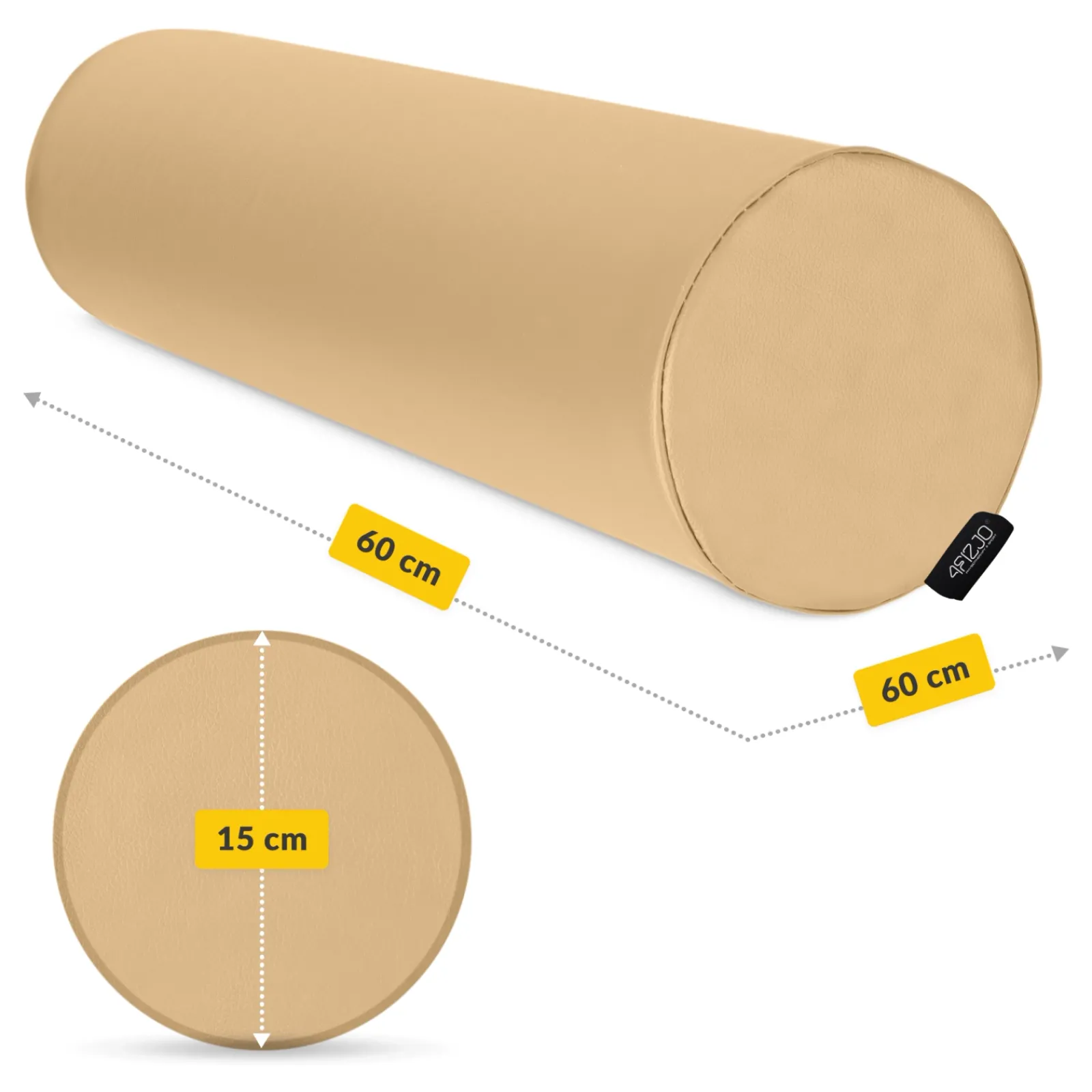 4FIZJO Wałek rehabilitacyjny kształtka do masażu 60 × 15 cm beżowa Discount