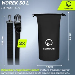 4FIZJO Worek wodoodporny 30 litrów TSUNAMI czarny Discount