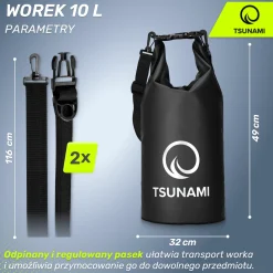 4FIZJO Worek wodoodporny 10 litrów TSUNAMI czarny Best