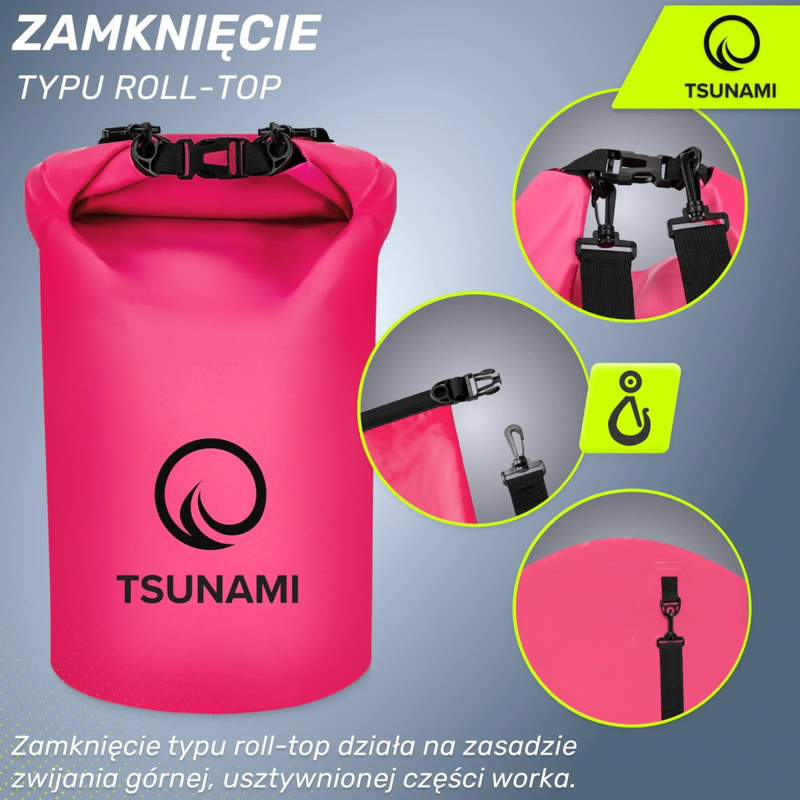 4FIZJO Worek wodoodporny 30 litrów TSUNAMI różowy Best