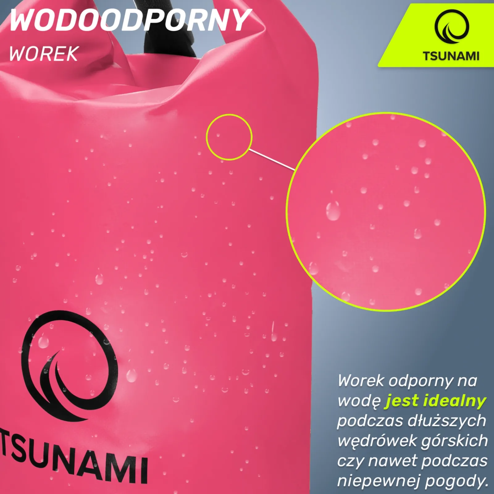 4FIZJO Worek wodoodporny 30 litrów TSUNAMI różowy Best