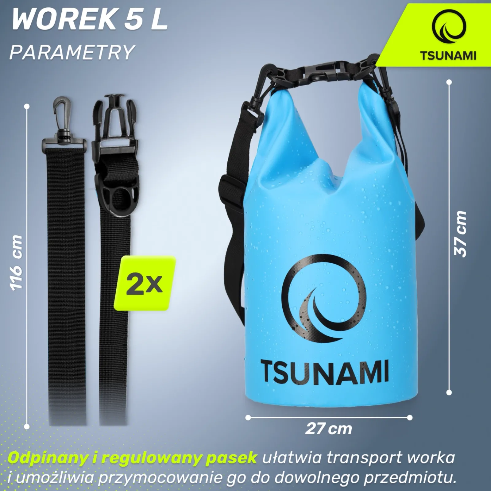 4FIZJO Worek wodoodporny 5 litrów TSUNAMI niebieski Sale