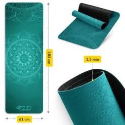 4FIZJO Zamszowa mata do jogi i ćwiczeń 1,5 mm zielona Clearance