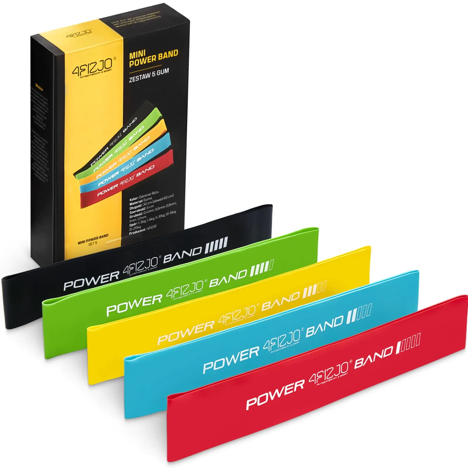 4FIZJO Zestaw 5 gum do ćwiczeń MINI POWER BAND