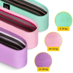 4FIZJO Zestaw 3 gum materiałowych do ćwiczeń HIP BAND