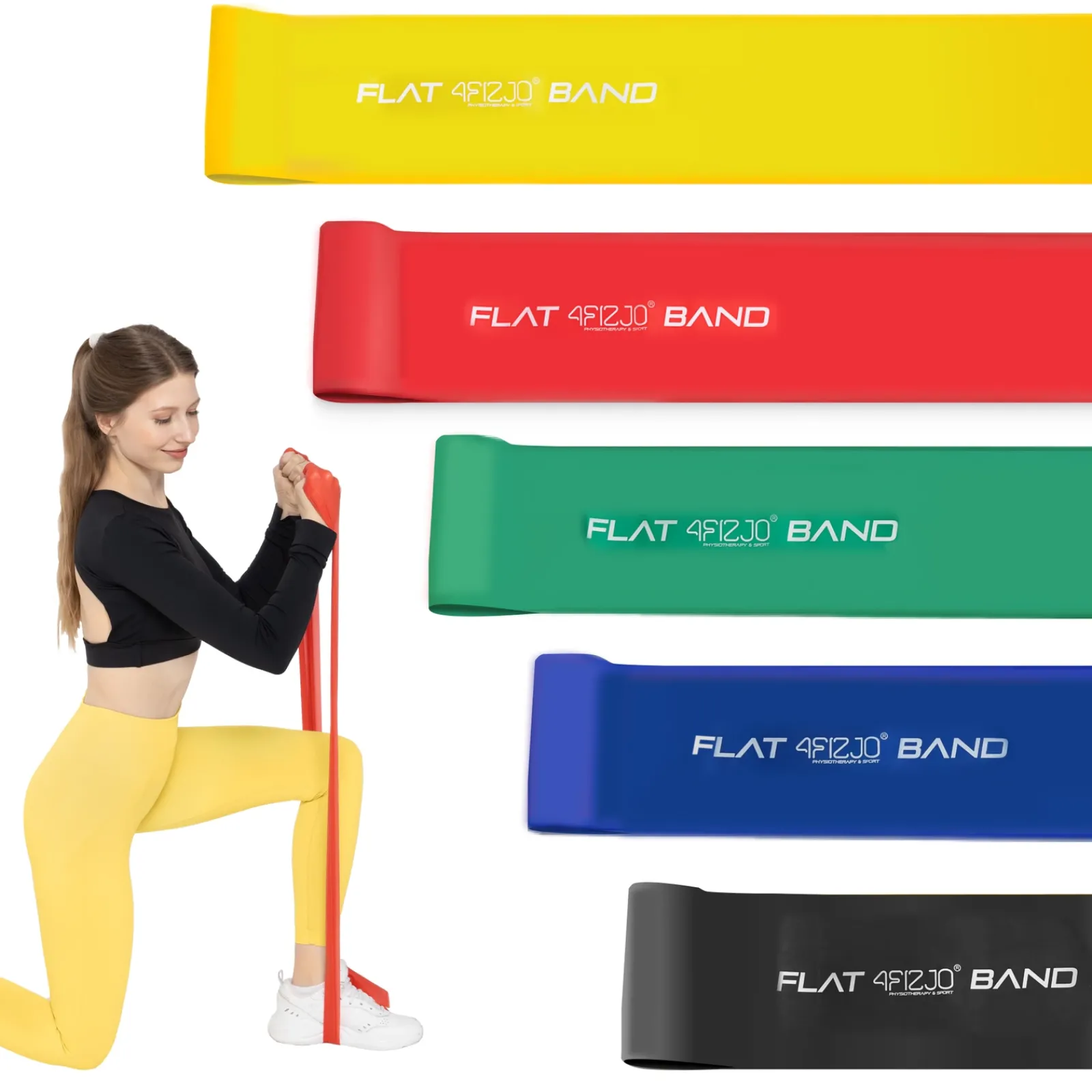 4FIZJO Zestaw 5 taśm rehabilitacyjnych FLAT BAND 2M Best