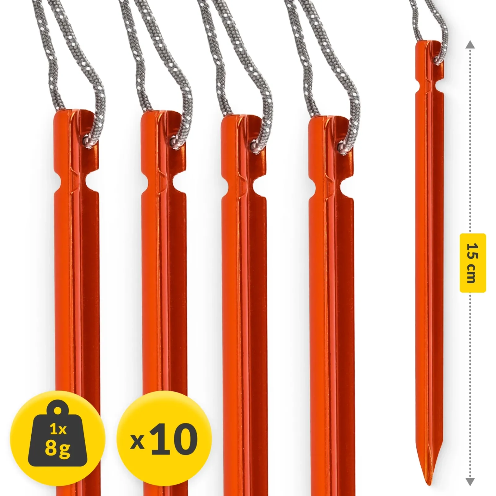 4FIZJO Zestaw aluminiowych śledzi do namiotu 15 cm 10 szt. - trójkątne