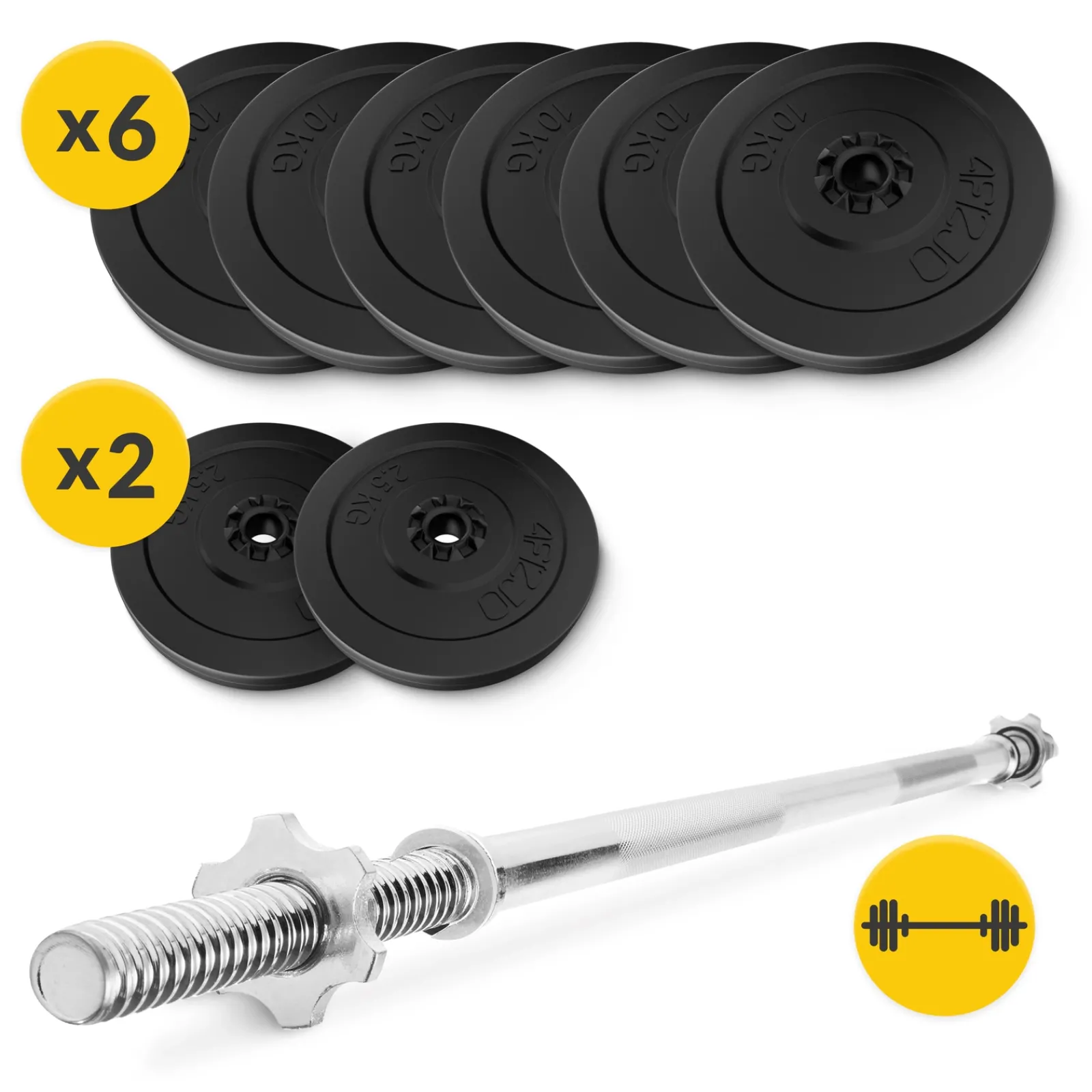 4FIZJO Zestaw kulturystyczny bitumiczny 70 kg + gryf prosty 150 cm Clearance