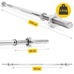 4FIZJO Zestaw kulturystyczny bitumiczny 20 kg + gryf prosty 150 cm Outlet