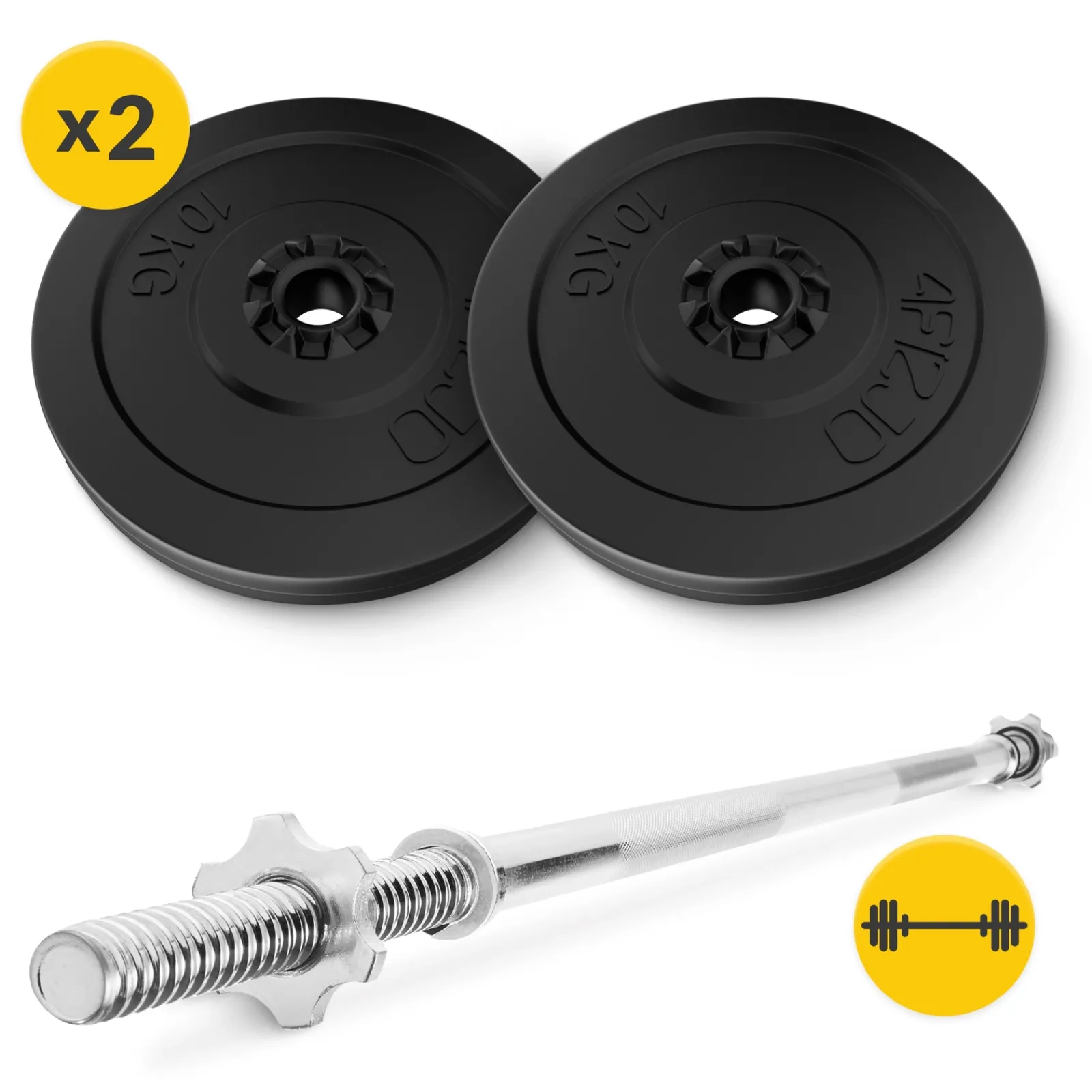 4FIZJO Zestaw kulturystyczny bitumiczny 20 kg + gryf prosty 150 cm Outlet