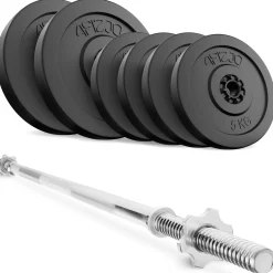 4FIZJO Zestaw kulturystyczny bitumiczny 40 kg + gryf prosty 150 cm Outlet