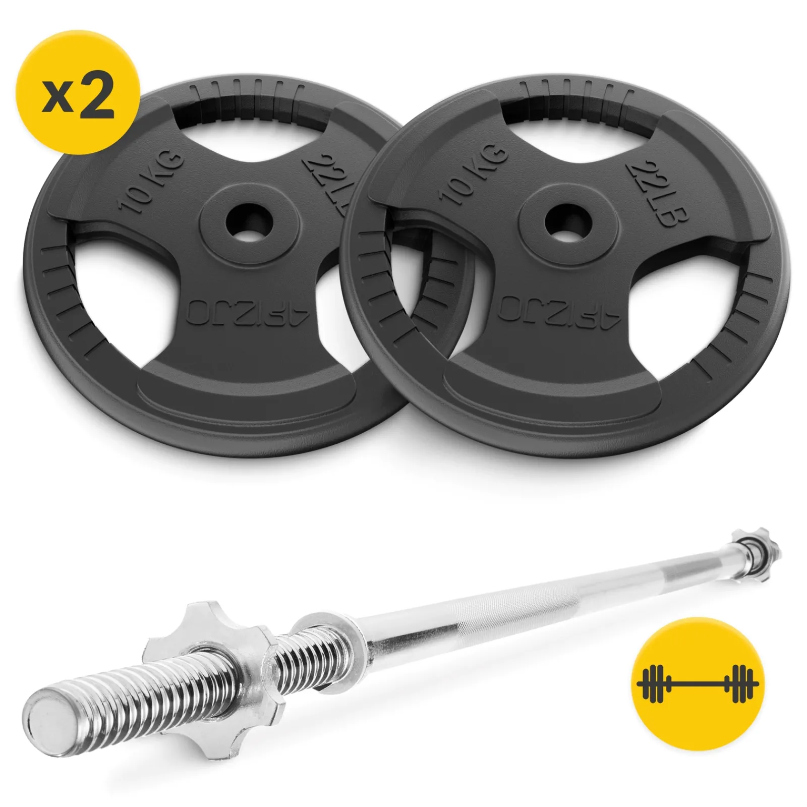 4FIZJO Zestaw kulturystyczny żeliwny 20 kg + gryf prosty 120 cm Discount